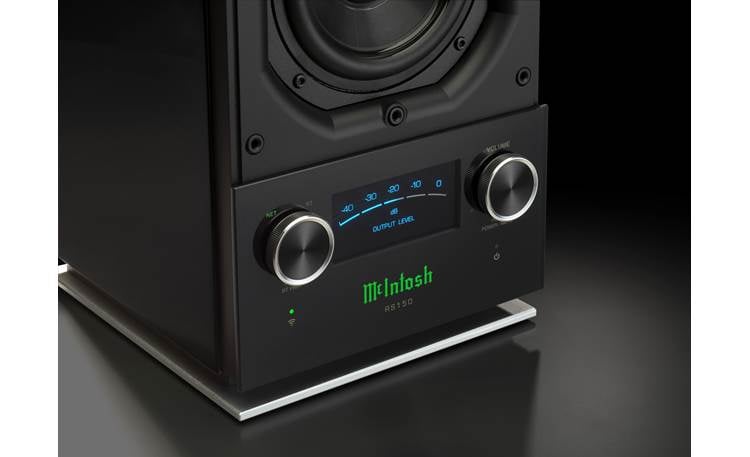 McIntosh RS150 Wireless Loudspeaker System – High-Gloss Black with Illuminated Blue Meter