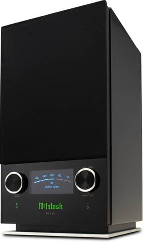McIntosh RS150 Wireless Loudspeaker System – High-Gloss Black with Illuminated Blue Meter