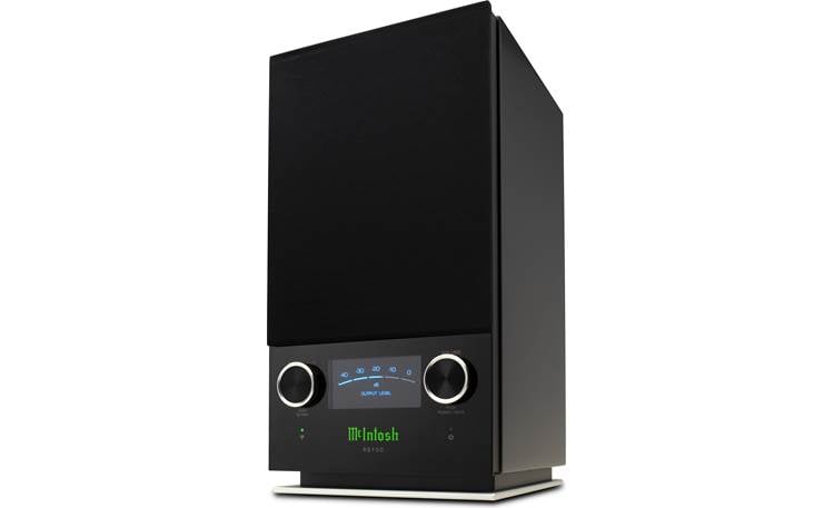 McIntosh RS150 Wireless Loudspeaker System – High-Gloss Black with Illuminated Blue Meter