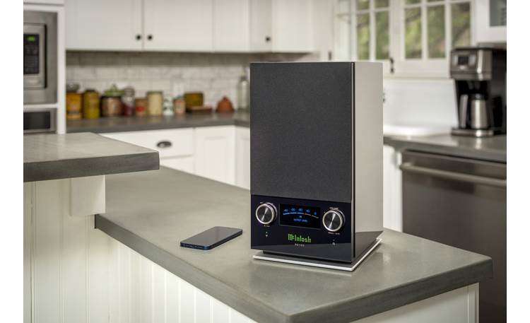 McIntosh RS150 Wireless Loudspeaker System – High-Gloss Black with Illuminated Blue Meter